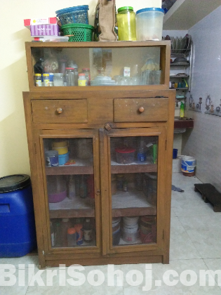 অরজিনাল সেগুন কাঠের কিচেন ক্যাবিনেট আলমিরা।